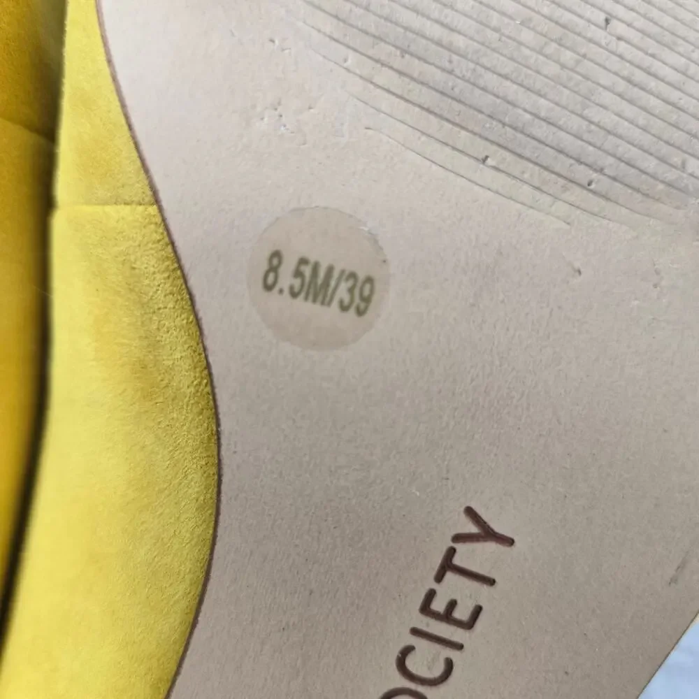 Sole Society Slingback Keilinah Pumps Mustard Suede Covered Heel size 8.5M - Picture 8 of 14